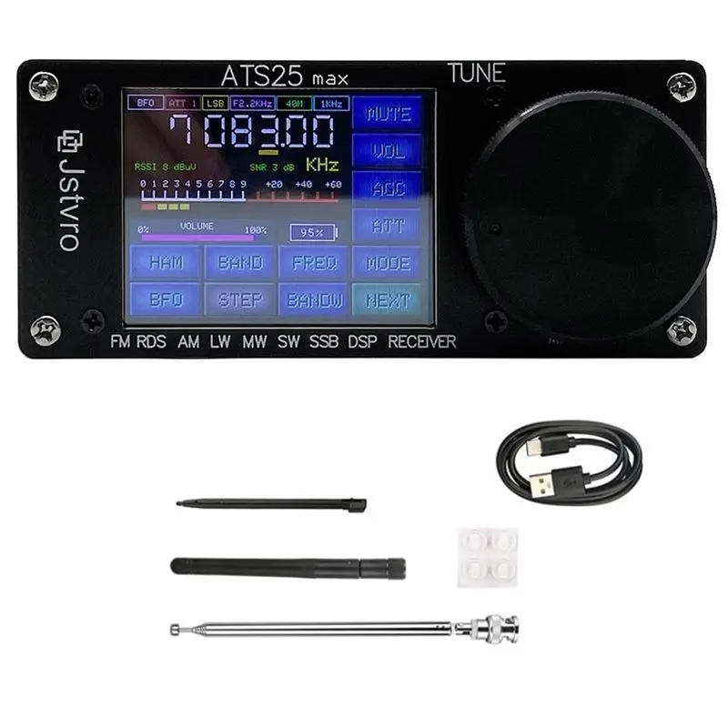 

FEDI-ATS25 Max Si4732 All Band Radio Receiver FM RDS AM LW MW SW SSB DSP Receiver W/ 2.4Inch Touch Screen