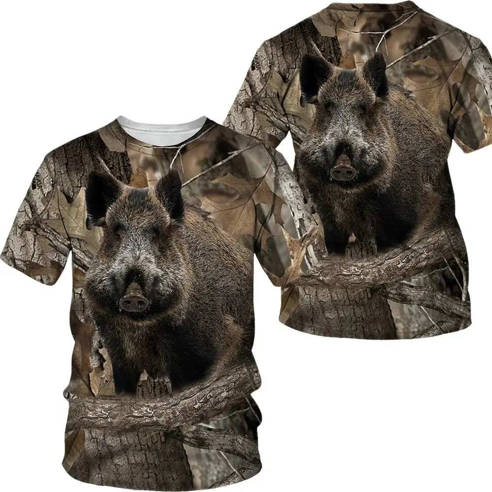 Camouflage hunting animals wild boar/fox  3D T-shirt summer leisure men's T-shirt fashion street women's pullover short sleeve j