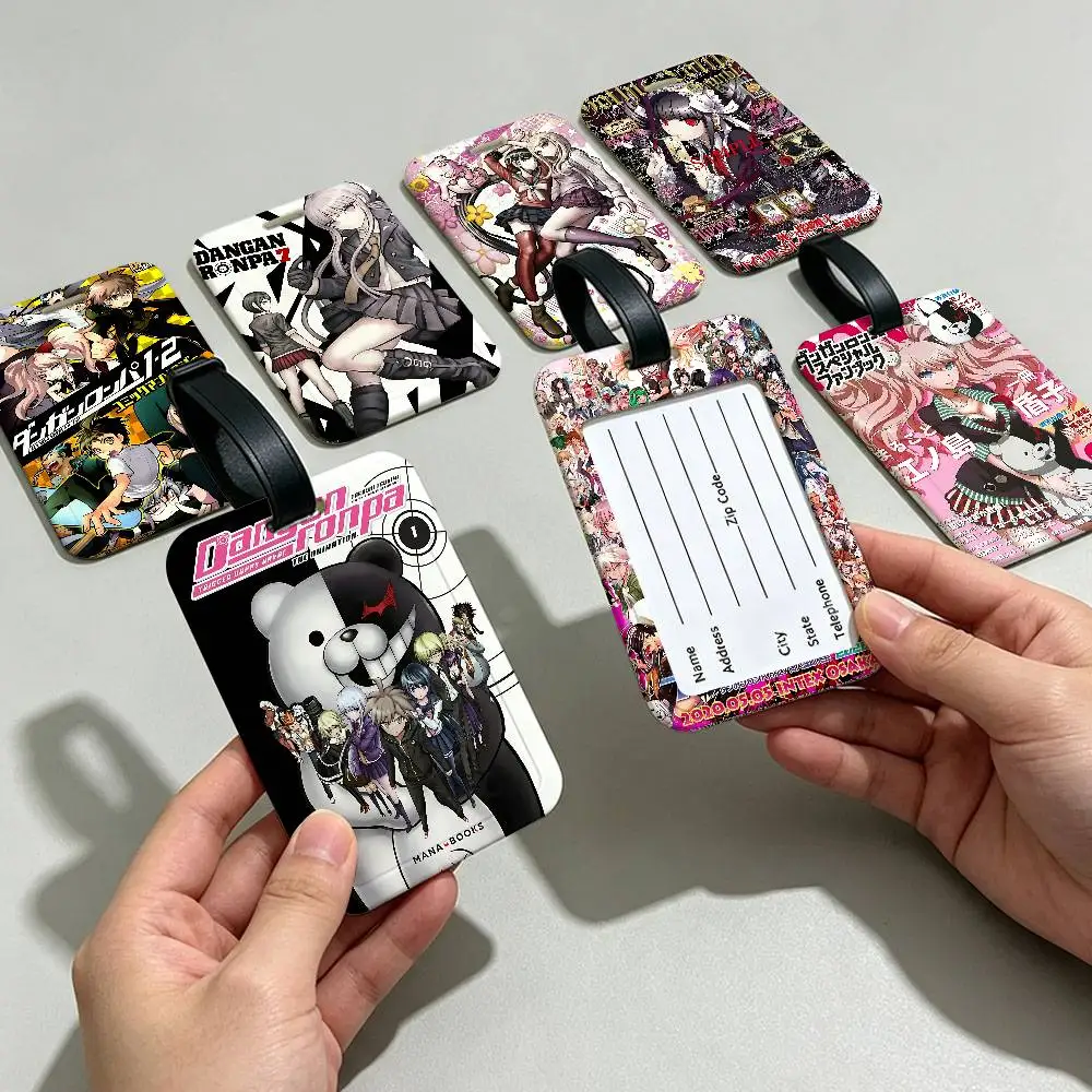 Anime D-Danganronpa Smystery game PVC Anti lost Luggage Identifier Tag Removable Information Card Holder Travel Baggage Tag