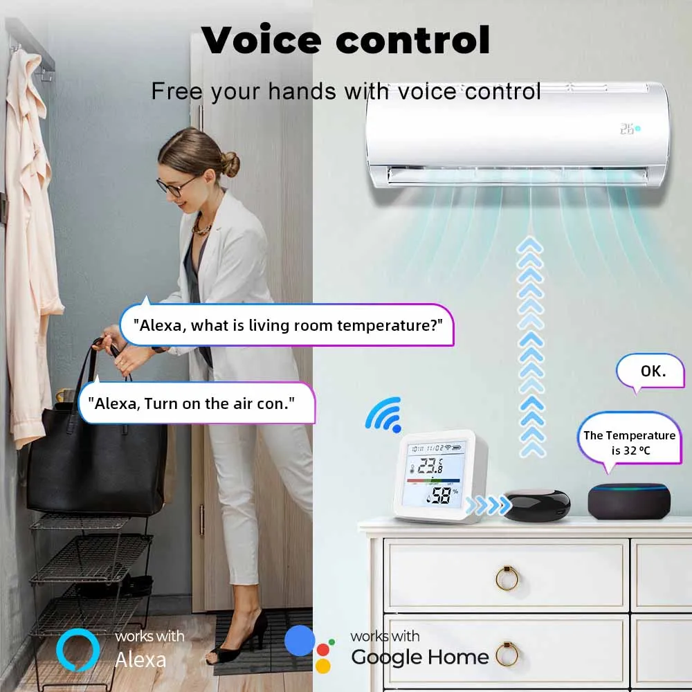 Tuya Smart Temperatur-Feuchtigkeitssensor WiFi/Zigbee mit Hintergrundbeleuchtung Innenhygrometer Thermometer Sprachsteuerung über Alexa Google – Detail 14