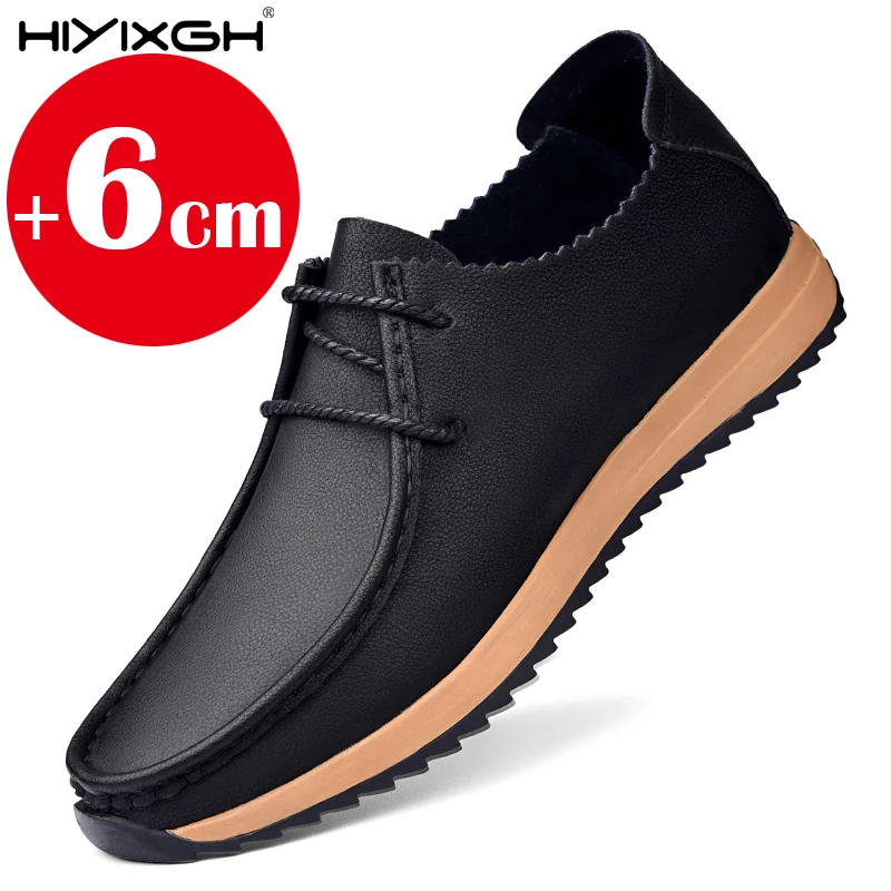 Inner height 6 cm genuine leather non-slip casual walking shoes classic fashion men's elevator shoes outdoor sports shoes