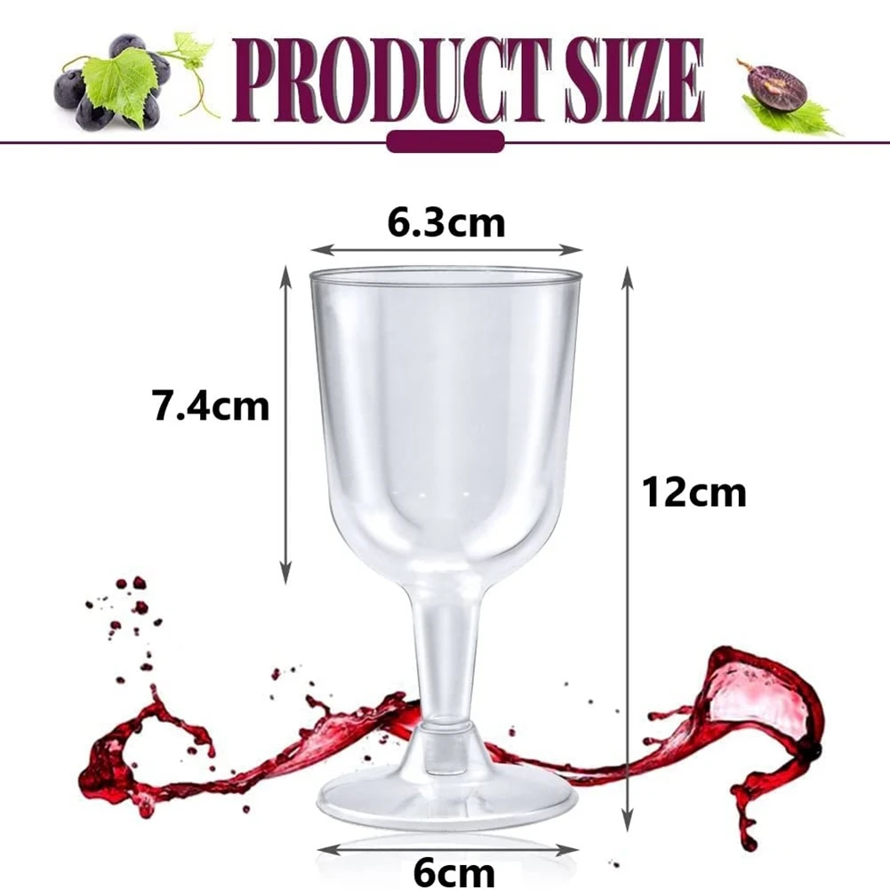50Pcs Clear Plastic Wine Glass Recyclable, Disposable & Reusable Cups For Champagne, Dessert, Beer, Pudding, Party-[Jyqn A78G]
