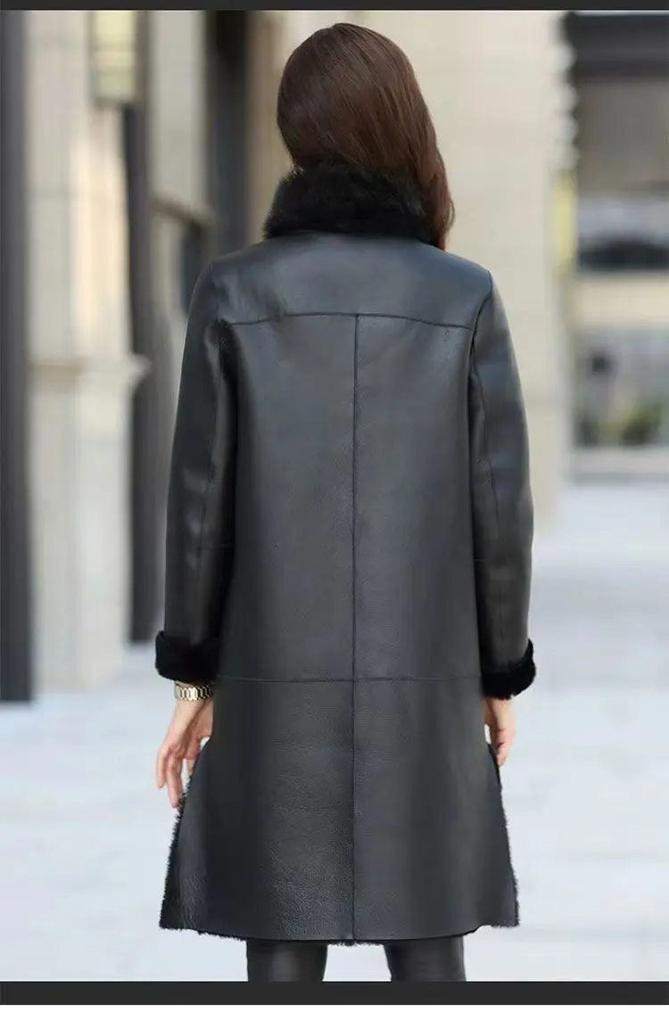 Oversized 6XL Thicken PU Leather Jacket Women's 2026 Winter Warm Faux Mink Fur Coat Female Loose Windproof Parka Long Overcoat