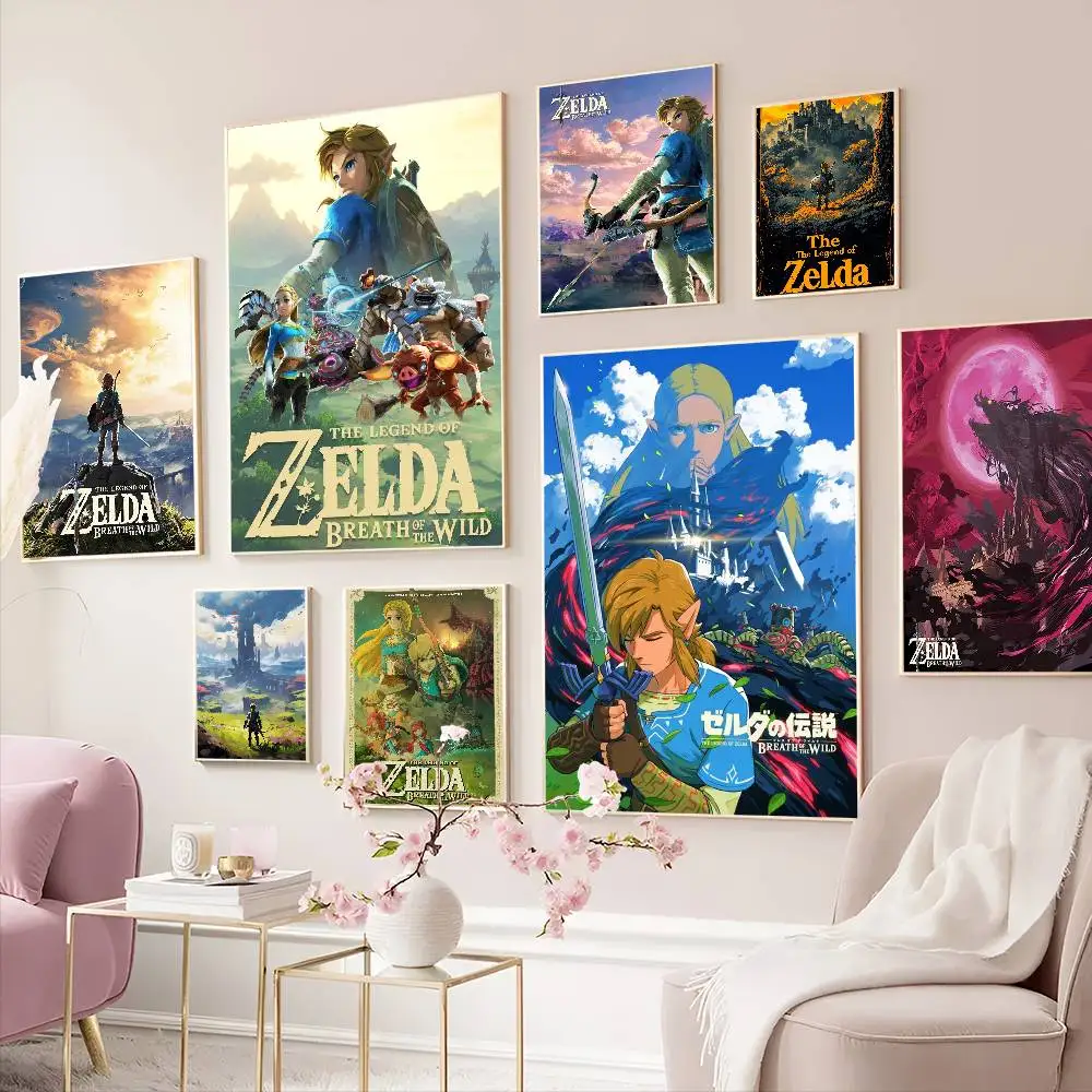 Anime L-Legend Video Game Z-Zeldas Movie Sticky Posters Retro Kraft Paper Sticker DIY Room Bar Cafe Aesthetic Art Wall Painting