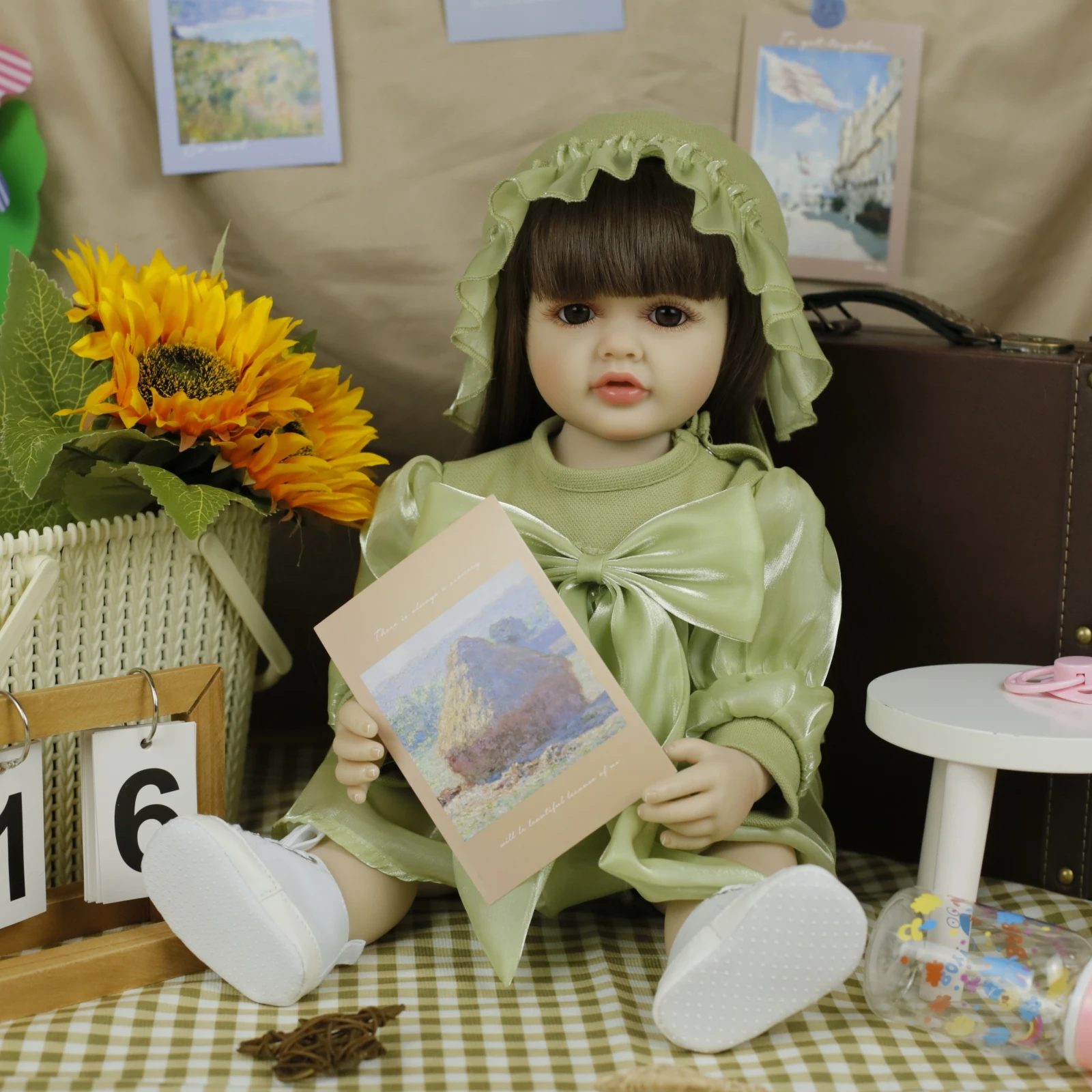 55cm 베티 소프트 비닐 리본 인형 실물 같은 방수 공주 벨트 스커트 세트 부드러운 촉감 고품질 인형 어린이 선물