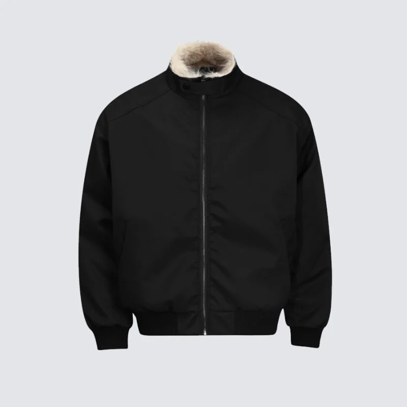 MWJLPWQ American-Style Large Fur Collar Men's Jacket Padded Warm Short Tops 2026 Winter Thick Stand-Up Collar Cotton Coat 20171