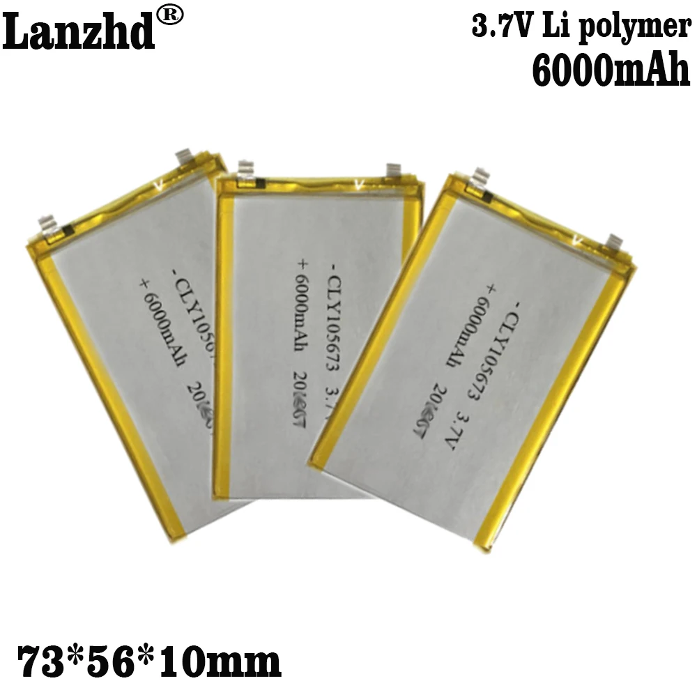 1-10pcs New 3.7V polymer battery 905465 105565 105673 6000mAh For GPS mobile power device line power bank tablet