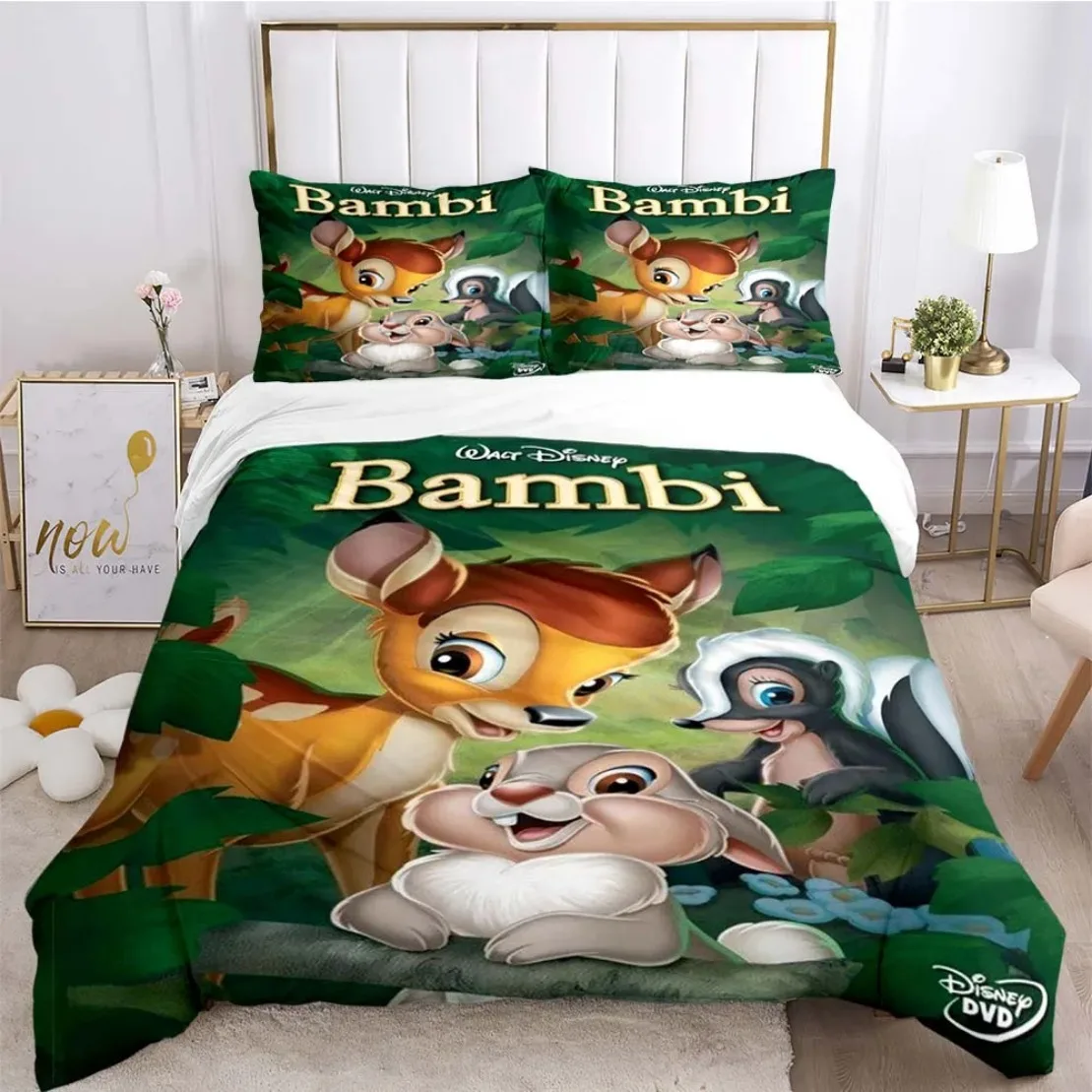 Disney Bambi quilt cover,Bambi Bedding Set,Children's Bedding Set,Cartoon Quilt Cover with Zipper and Pillowcase