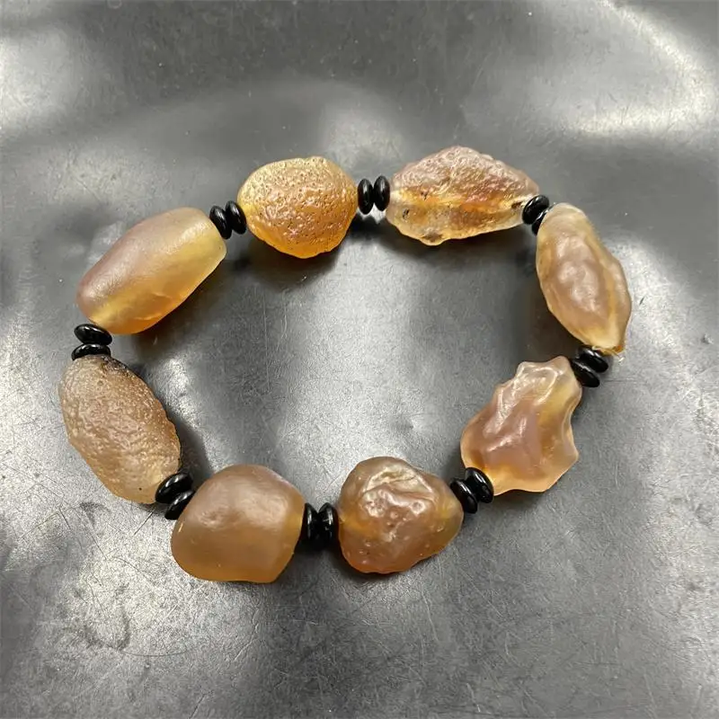 

Natural Genuine Alxa Agate Rough Stone Bracelet, Male and Female Agate Bracelet.