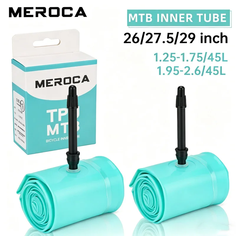 Chambre à air MEROCA en TPU 26 27.5 29 VTT 45L Valve Presta 1.95-2.6 Chambre à air pour vélo de montagne Ultralégère anti-crevaison