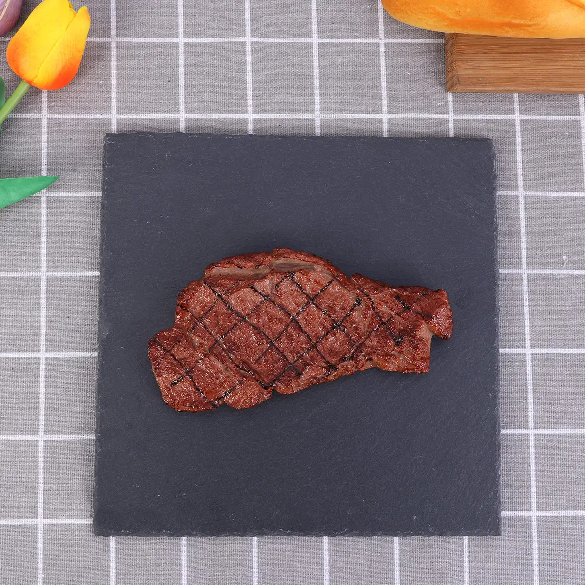 Square Natural Plate Black 15x15cm Stone Plate Cake Sushi Pizza Barbecue Fruit Tray Safe Healthy Use Fruit Tray