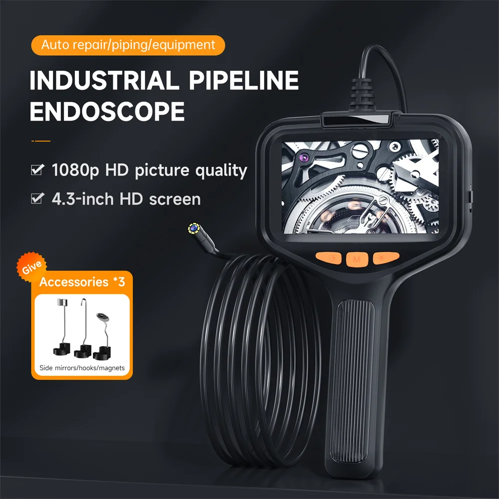 

Industrial Borescope 1080P 4.3'' LCD Digital Snake Camera Handheld Waterproof Sewer Inspection Camera with 8 LED Lights