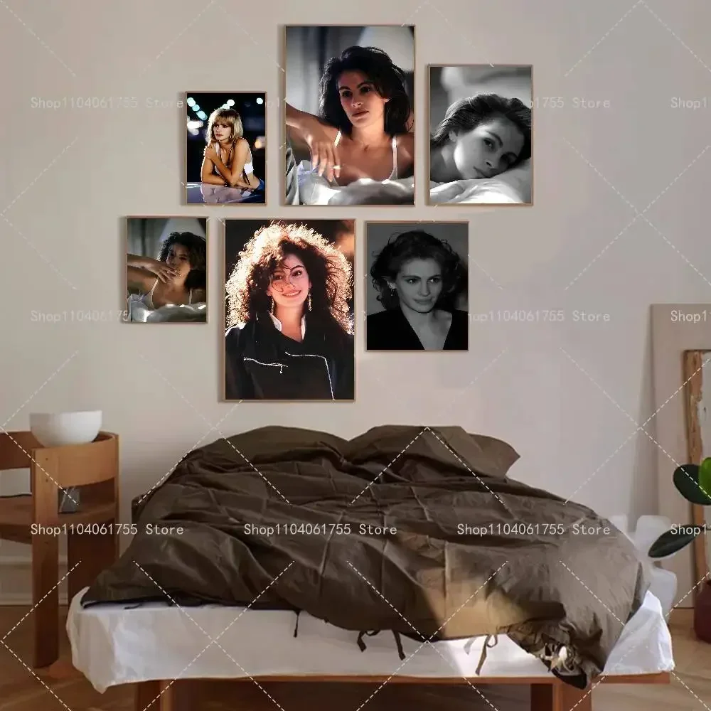 Actor J-Julia R-Roberts Poster Self-adhesive Art Waterproof Paper Sticker Coffee House Bar Room Wall Decor