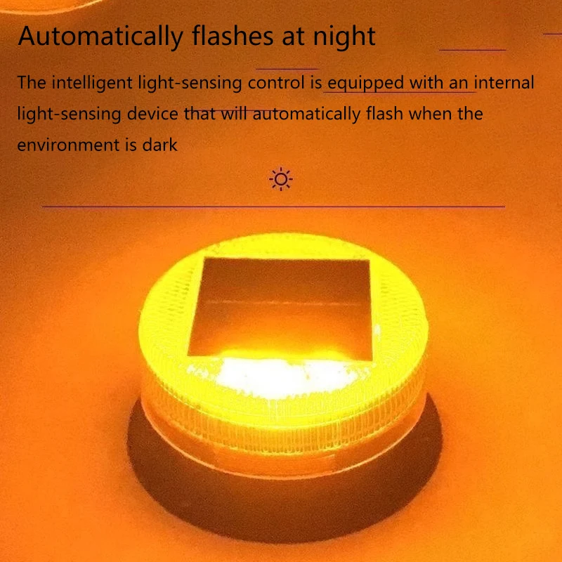 فلاش حاجز الطريق للمركبات الهندسية، فلاش وقوف السيارات الليلي الذي يعمل بالطاقة الشمسية، سقف يعمل بالطاقة الشمسية، ضوء فلاش مغناطيسي قوي #6