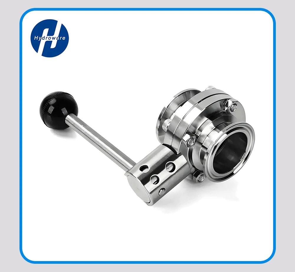 304 Edelstahl Sanitär-Tri-Clamp-Absperrklappe OD 50,5 64 77,5 91 106 119mm Lebensmittelqualität Spiegelpoliert Auslaufsicher für Molkereien – Detail 5