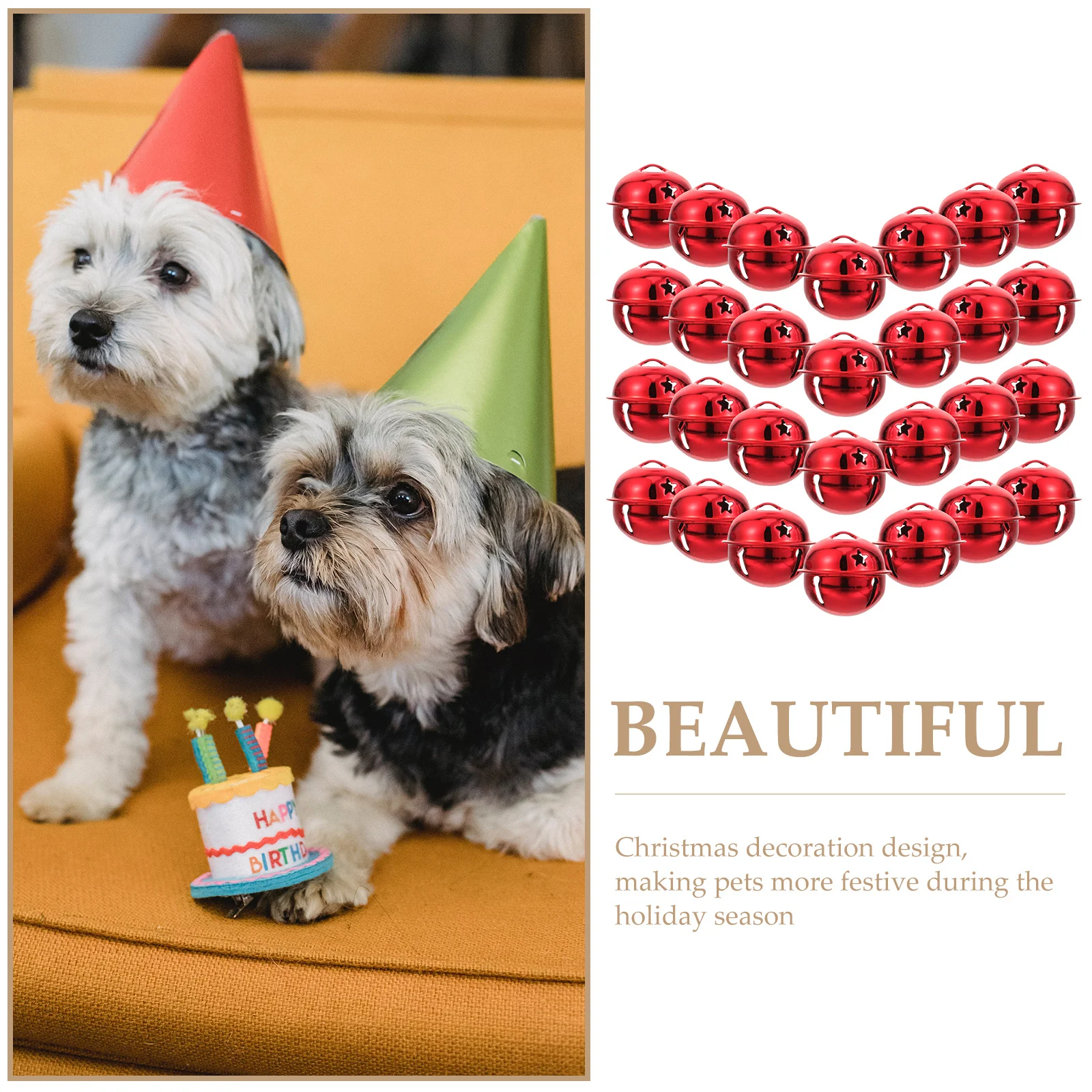 

30Pcs Christmas Theme Pet Bell Sturdy Metal Charm for Collar and DIY Necklace Projects Pet Bells Christmas Theme Bell