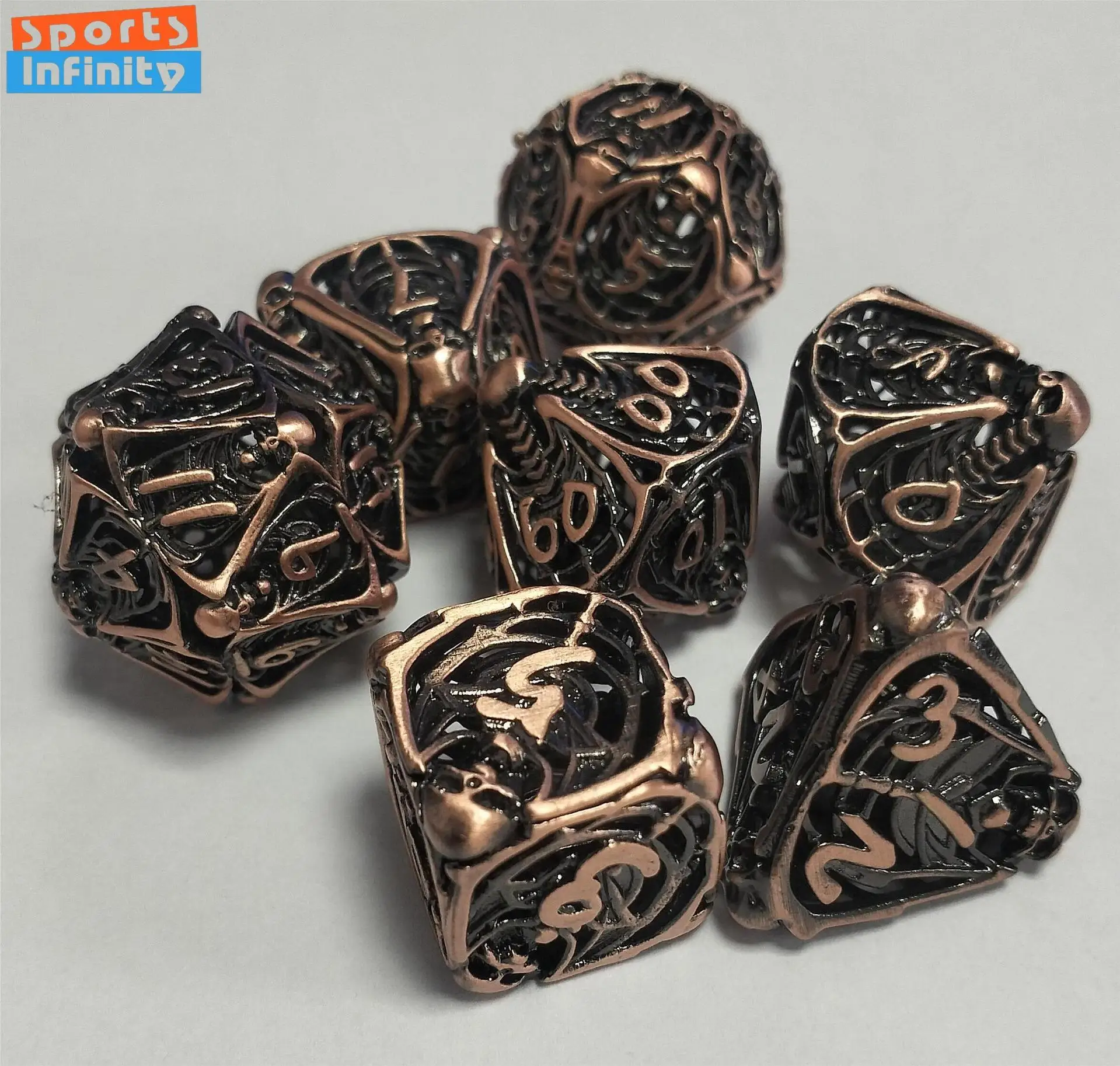 7 قطعة/المجموعة المعادن جوفاء الرقمية مجموعة نرد DND متعدد السطوح مجلس لعبة تشغيل مجموعة RPG COC النرد الترفيه عدد النرد عدة