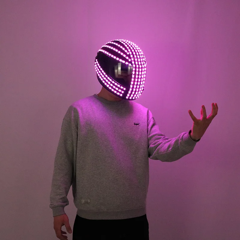 Colorful LED luminous helmet, cyberpunk cycling helmet, nightclub DJ performance costume, prop, party mask