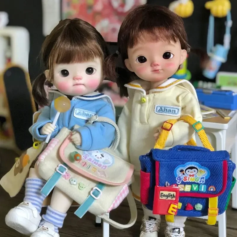 ตุ๊กตาผ้า busana anak Wanita BJD 6cm น่ารักขนาด20cm กระเป๋าเป้สะพายหลังตุ๊กตาผ้า