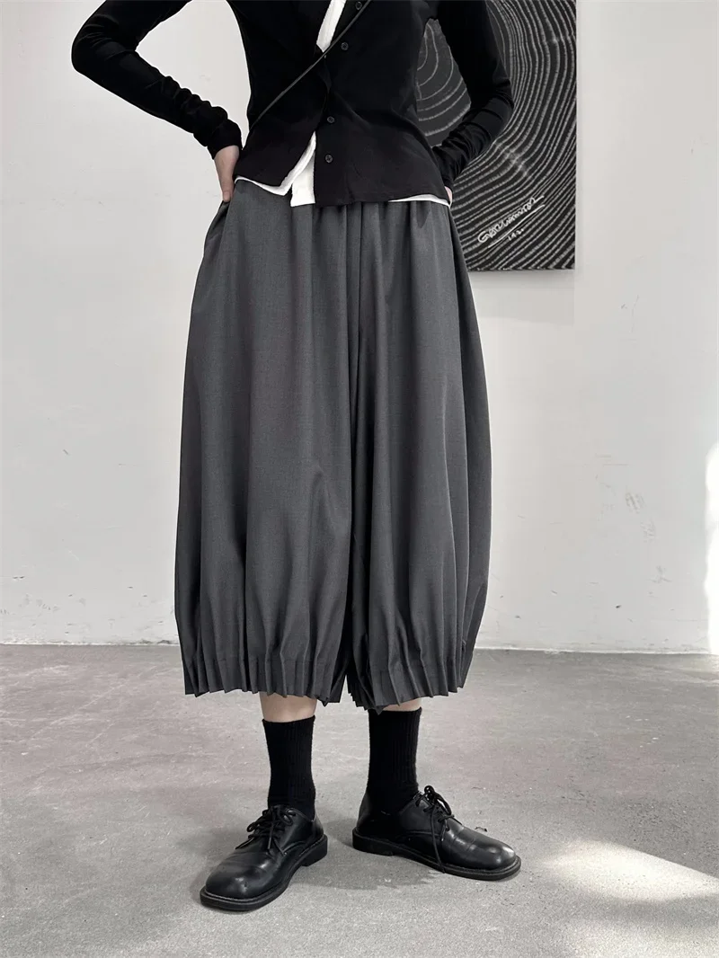 UMI MAO Yamamoto Dark Design Wide Leg Pants Pleated Casual Pant Loose Design Trousers For Men Women Femme Trouser Y2K