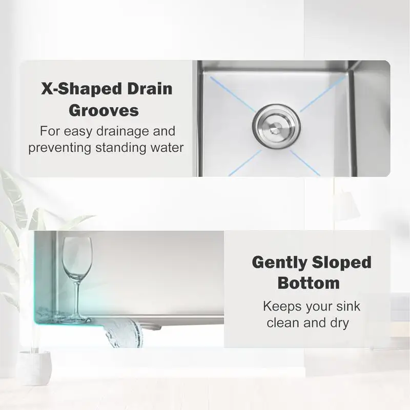 وعاء مزدوج 32 بوصة طول × 19 بوصة عرض 16 مقياس حوض مطبخ من الفولاذ المقاوم للصدأ، حوض فقط - تصميم متين 304 SS للحديث #4