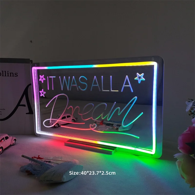 

It Was All A Dream Neon Sign Colorful Led Lights Shine Mirror Neon for Room Decoration Coffee Bar Decor Wall Lamp Custom Sign