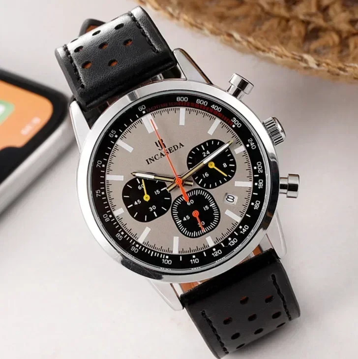أزياء INCASEDA توقيت رمز الأعمال ووتش متعددة الوظائف التلقائي تاريخ ليلة ضوء الرجال كوارتز ساعة مقاومة للماء
