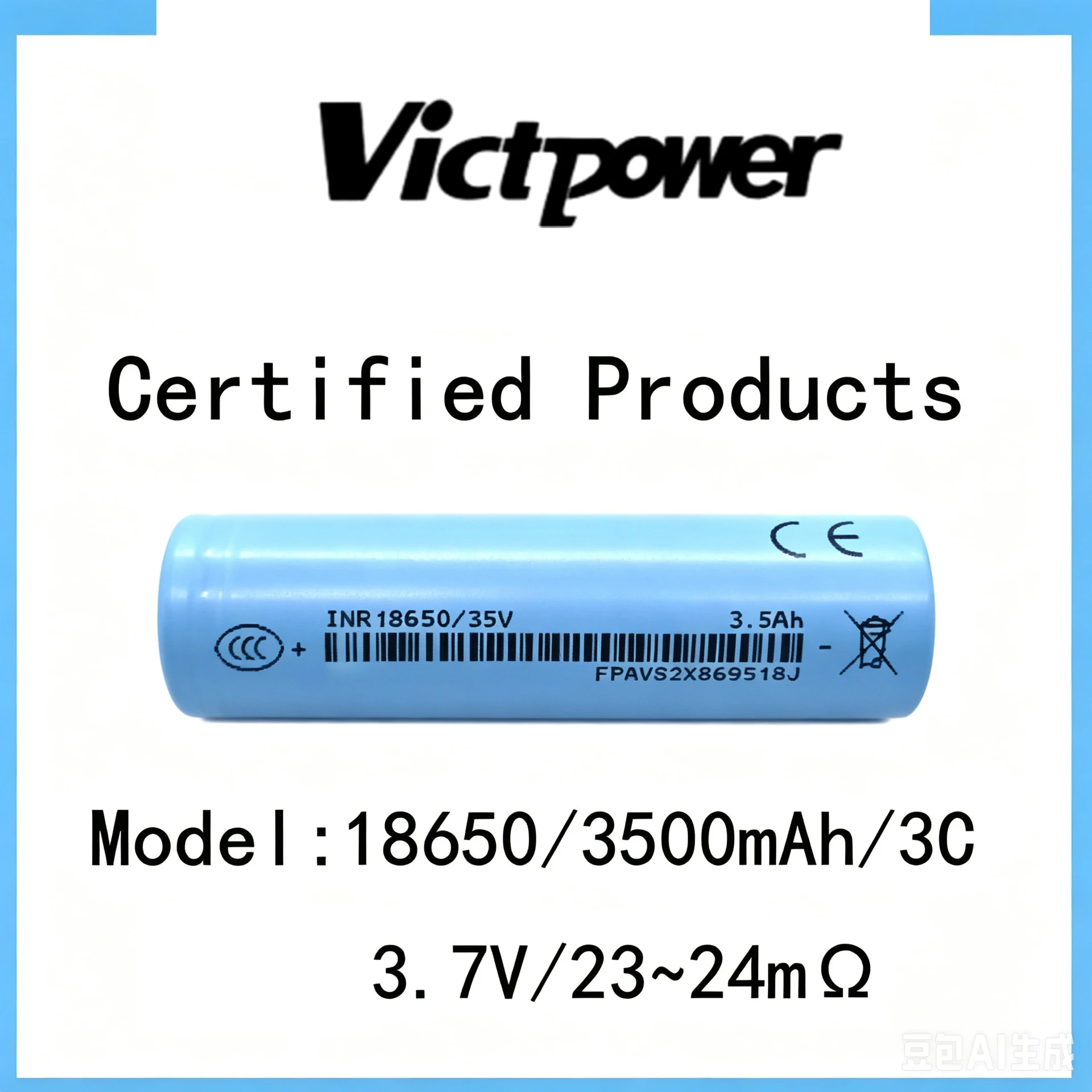 Victpower Grade A Real Capacity 18650 3.7V 3500mAh LI Ion Battery 3C 10.2A Discharge Rechargeable Cell for Electronic Bike FL ER