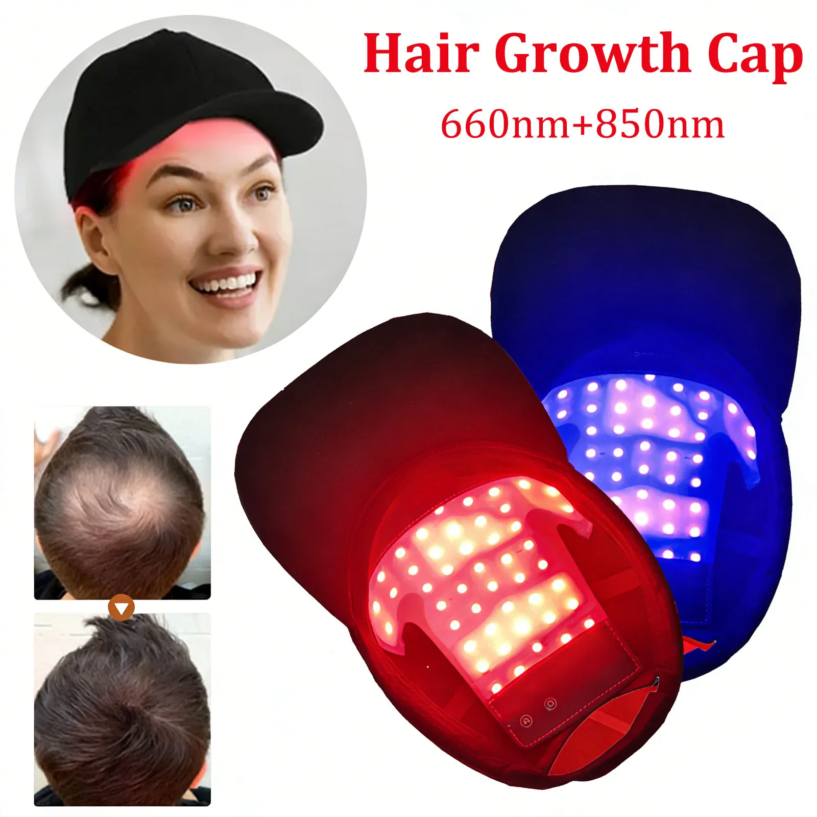 Red Light Therapy For Hair Fast Growth Cap Red&Infrared Light Therapy Device For Hair Loss Treatment With USB Charging Anti-hair