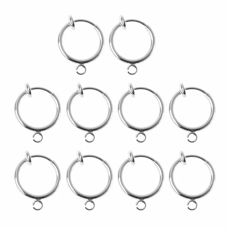 10Pcs Round Brass Clip-on Hoop Earrings for Non-Pierced Ear DIY Earring Making Accessary Creation Girl Gift Earring Hoop