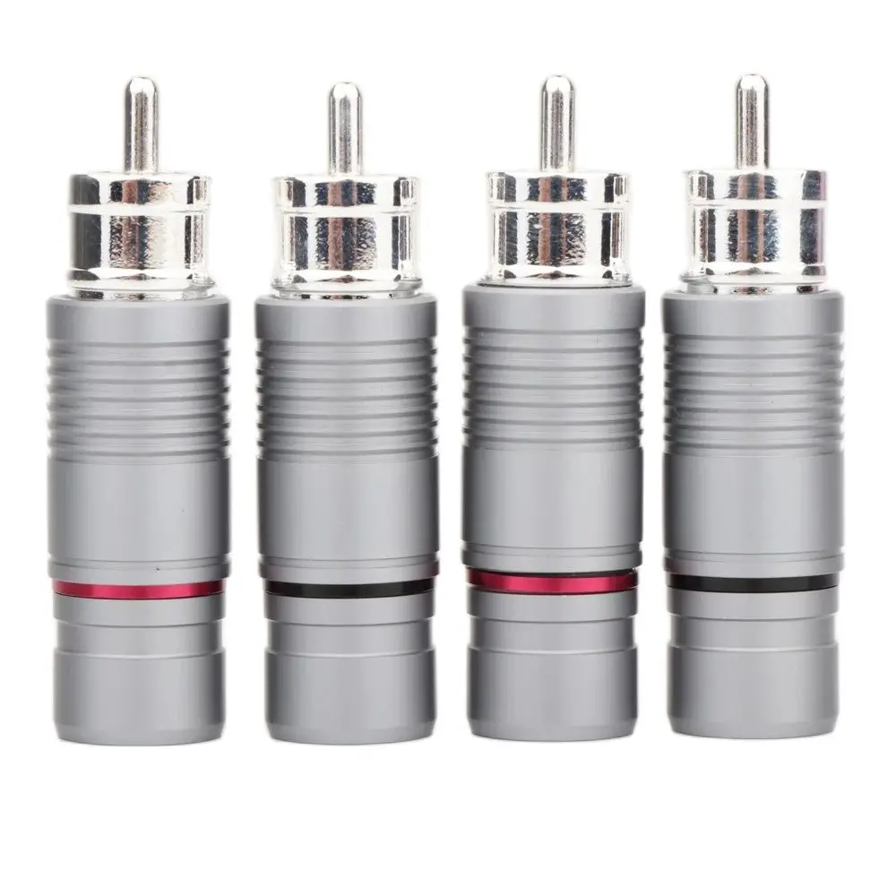 4Pcs  hi-end RCA plug Silver Shadow silver plated audio video single wire plug for audio interconnect cable