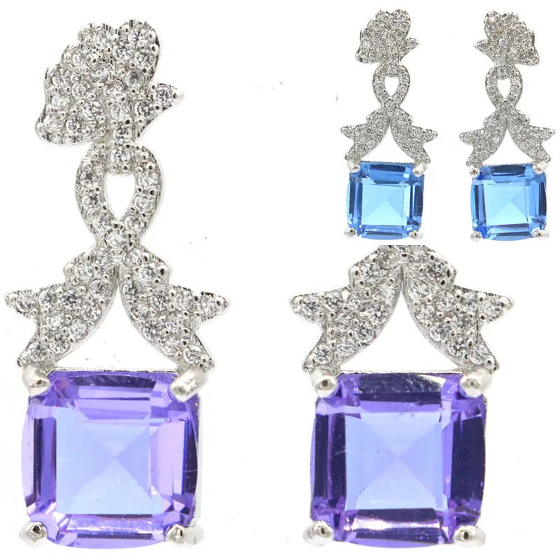 Buy 5 Get 1 Free Charming Square Alexandrite Topaz Changing Zultanite White CZ Jewelry For Woman's Earrings