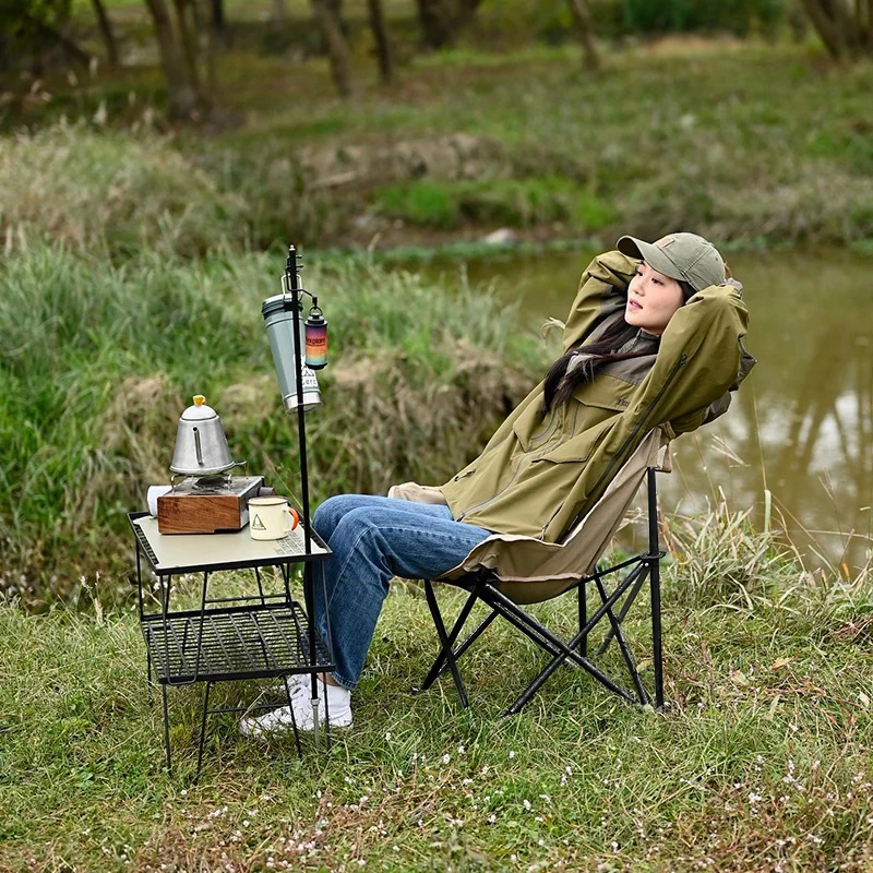 Portable Folding Camping Moon Chair, Lightweight Outdoor Picnic Fishing Stool, Compact Foldable Seat for Hiking Backpacking view 5