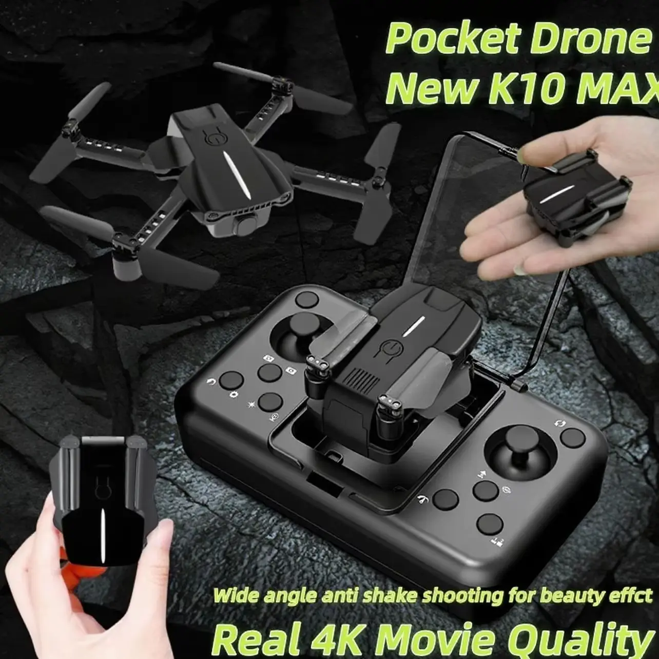 Black K11 Mini Finger Drone Pocket 4k Movie Lens RTF Foldable Brushless Quadcopter Wide Angle Anti Shake Camera Beauty Effect