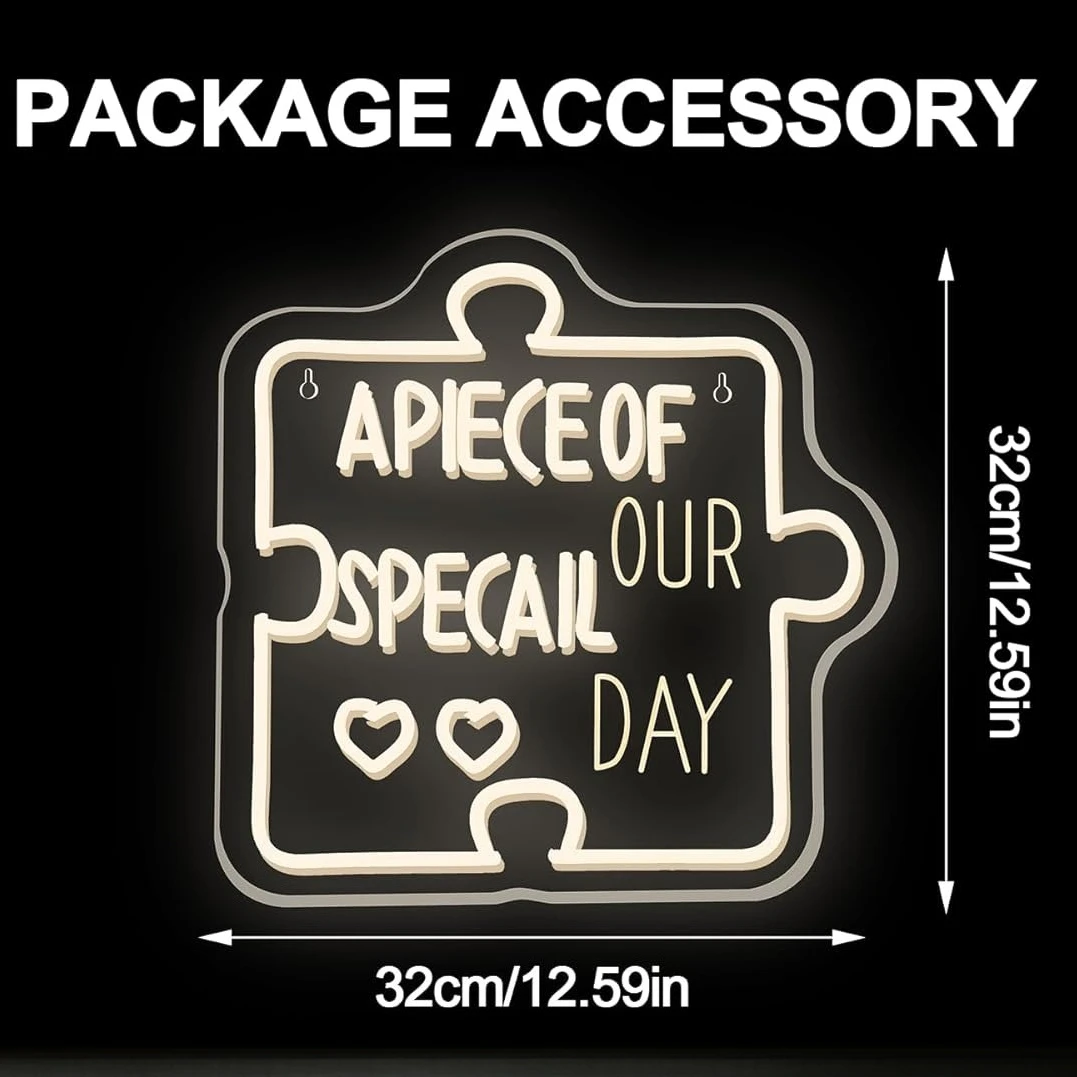 APIECE OF NOSSA DÍA ESPECIAL Letrero de neón para fiesta en casa Pared Decoración de boda Luz de neón regulable LED para aniversario Arte Regalo de cumpleaños