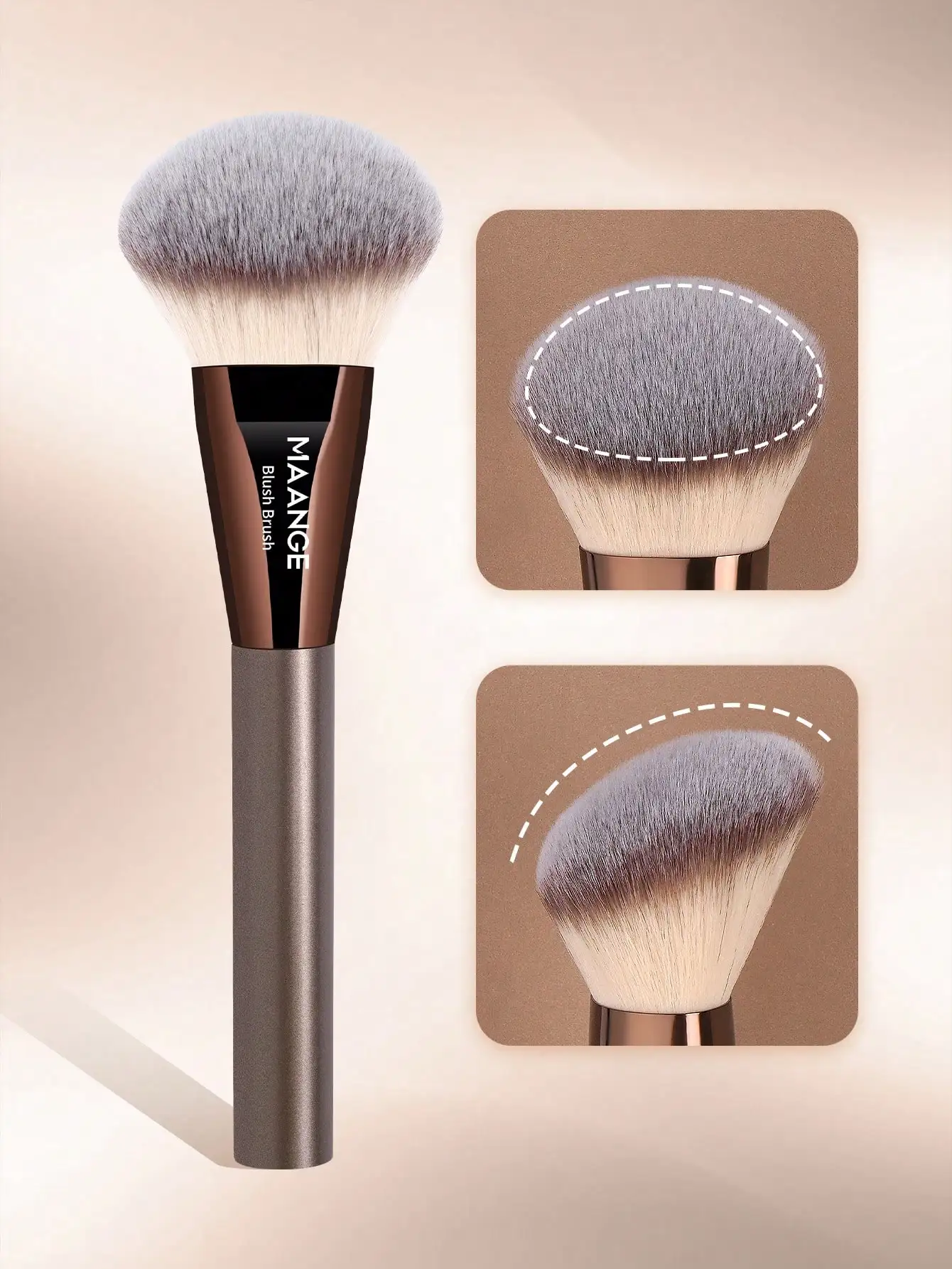 

MAANGE 1pc Professional Dual-Ended Aluminum Tube Makeup Brush, Soft Fiber Bristles, Gentle On Skin, Convenient To Carry, Travel Essential, Gift For Women/Girls, Suitable For Blush, Contour, Bronzer, Powder Brush, Beginner Makeup Brush, Makeup Accessory Gi