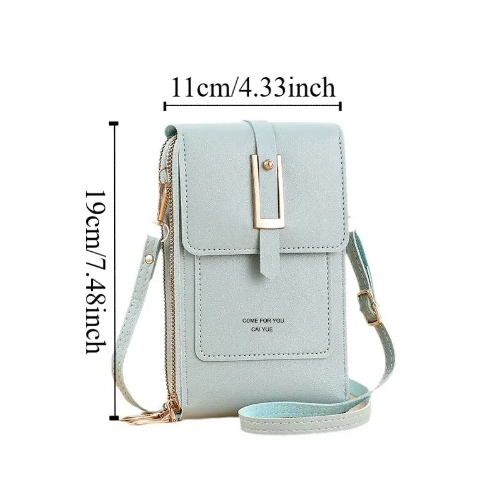 หนัง PU หน้าจอสัมผัสไหล่กระเป๋าโทรศัพท์สแควร์ Crossbody หน้าจอสัมผัสกระเป๋าโทรศัพท์มือถือมัลติฟังก์ชั่นโปร่งใส