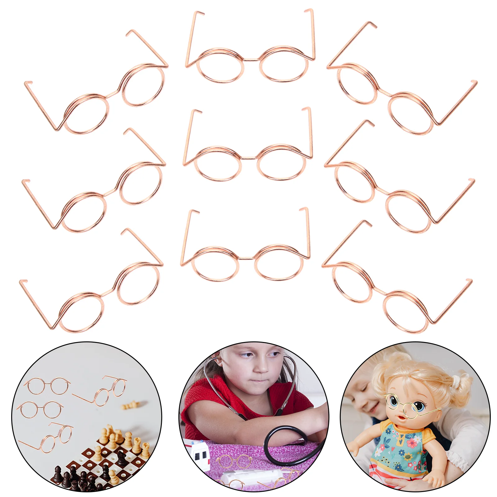 10 Pcs Metal Glasses Clothing Accessories Girls Sunglasses Mini Dolls Eyeglasses Dresses for Props up