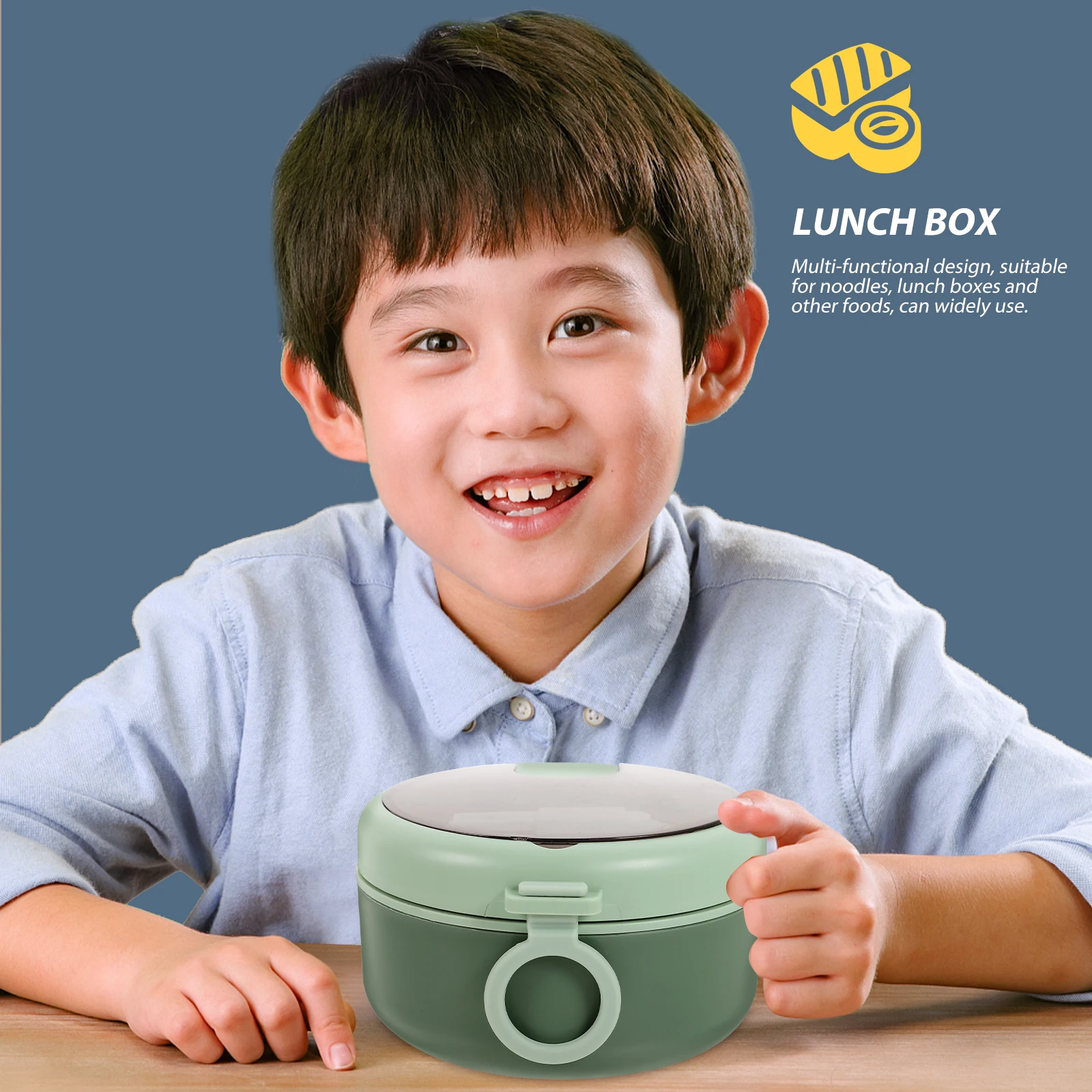 

Stainless Steel Ramen Bowl With Spoon Large Capacity Leak Proof Lunch Box Insulated Food Container For Noodles Bento Camping