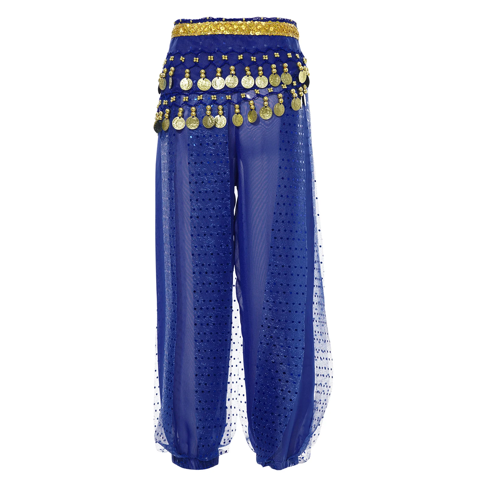 Kinderen Meisjes Kwastjes Ketting Heup Sjaal Buikdans Kostuum Performance Broek Pailletten Chiffon Broek Elastische Tailleband Bloeiers