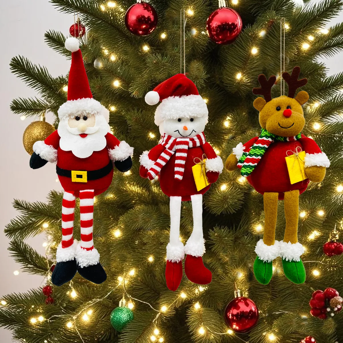 Merry Christmas Hanging Ornaments Lovely Plush Doll Santa Claus Snowman  Reindeer Pendant Xmas Tree DIY Decoration 2026 New Year - Image 2