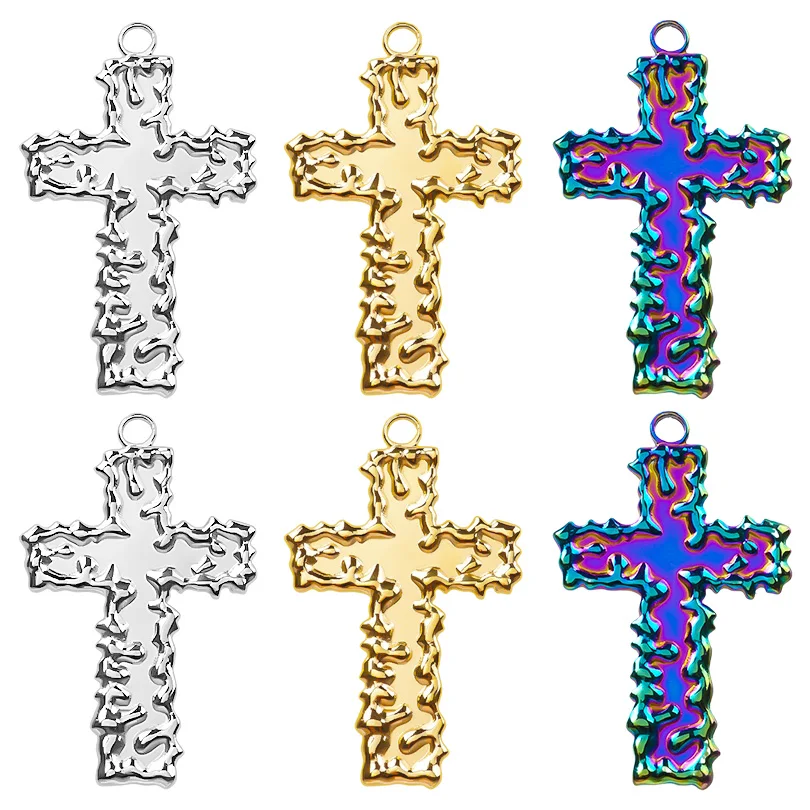 

7pcs/Lot Cross Senior Fashion Pendant Colour Stainless Steel New Pendants No Fading 2024 Jewelry Making Diy Amulet Craft Fitting