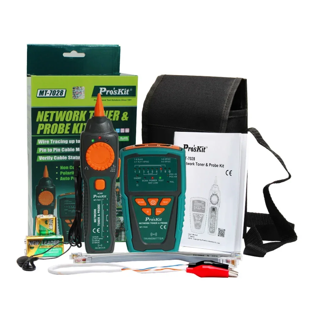 

Pro'sKit MT-7028 Тестер аудиосети, тестер контрольной линии, трекер, сеть данных, аудио-видео, ТВ-кабель, детектор неисправностей, инструмент