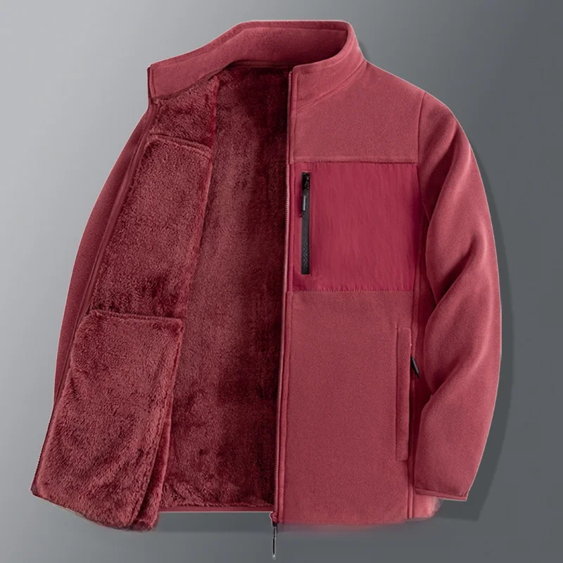 

Мужская утепленная флисовая рабочая куртка для осени и зимы, теплая повседневная спортивная куртка прямого кроя из полиэфирного волокна на молнии, удлиненная