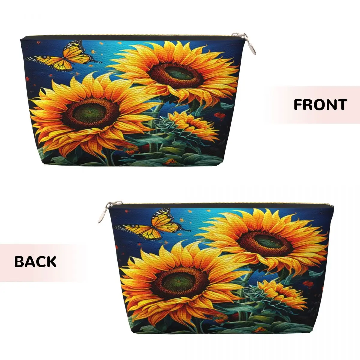 Custom Sunflowers Butterfly Travel Toiletry Bag Women Makeup Cosmetic Organizer Beauty Storage Dopp Kit