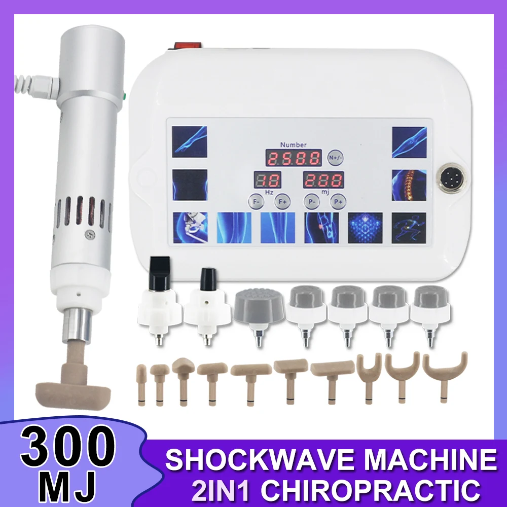 Shockwave Therapy Machine 2In1 Electric Chiropractic Corrective Device Lower Back Knee Pain Relief Deep Body Massage Home Use