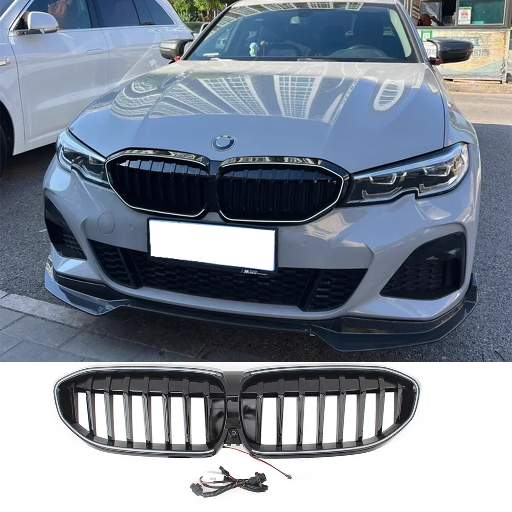 Single Line Front Upper Radiator LED Grilles For BMW G20 G28 3 Series 320i 325i 330i M340i 325Li xDrive M LCI Grille 2019-2022