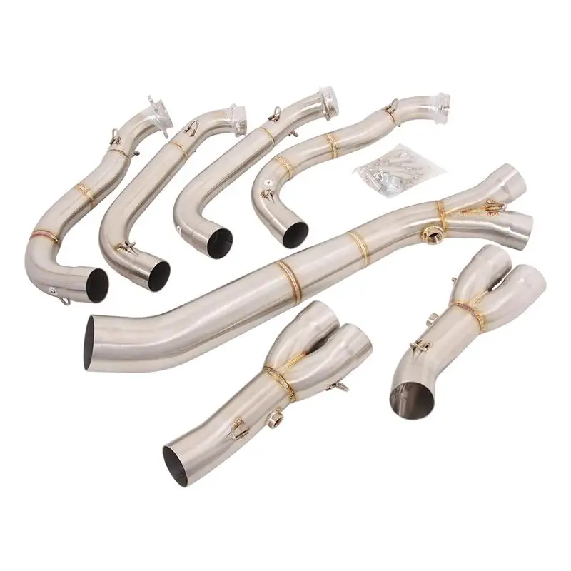 60mm Exhaust Header Link Pipe For BMW S1000RR 10-18 S1000R 15-18 Motorcycle Muffler Escape Mid Pipe Slip On Stainless Steel