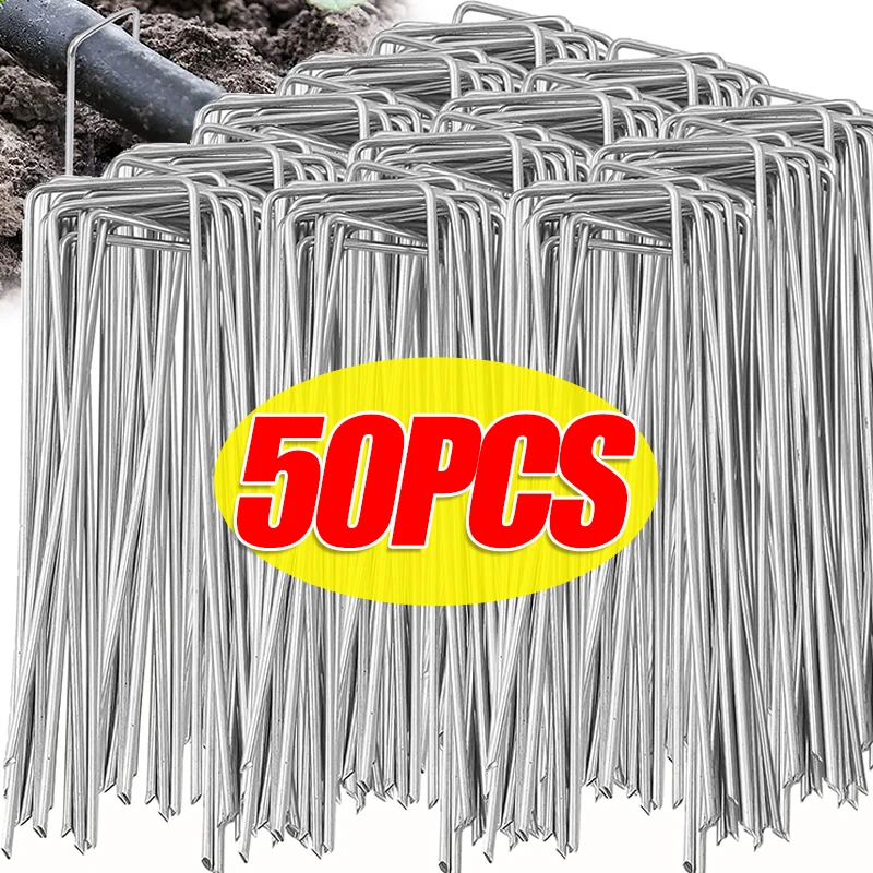 

Heavy-duty U-type Garden Staples Fence Tubing Stakes Sod Pins Galvanized Steel Landscape Spike Stake Lawns Fixing Tools Film Peg