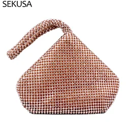 Borse da sera con strass di grandi dimensioni pochette da giorno per donna con cerniera diamanti morbida borsa da donna di colore rosa di nuovo arrivo